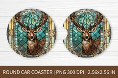 Round Car Coaster Sublimation Design | Stained Glass Deer Product Image 1