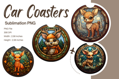 Christmas Reindeer Car Coasters Accessories Circle Keychains Product Image 1