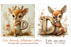Deer, Cute Animal Alphabet Letters, ABC Printable cards Product Image 1