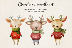 Christmas Woodland Deer | Cute Winter Reindeer Clipart PNG Product Image 1