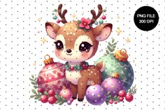 Cute Deer Christmas Watercolor Ornament Shirt Design_2 Product Image 1