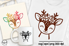 Cute deer head svg, Animal flower svg, Kids svg Product Image 1