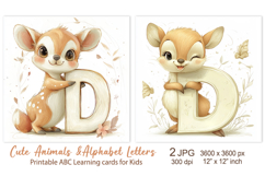 Deer, Cute Animal Alphabet Letters, ABC Printable cards Product Image 1