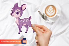 Cute Purple Deer Sticker, Adorable Animal Sticker, Deer Art Product Image 1