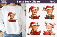 Reindeer Book Clipart | Book Lover Sublimation Product Image 1