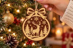 Deer Christmas Bauble SVG, Layered Laser Cut Wood Design Product Image 2