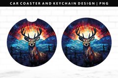 Deer Keychain And Car Coaster Sublimation Design Product Image 1