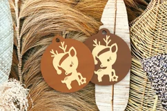 3D Baby Reindeer Laser cut Christmas Ornament for Newborn Product Image 2