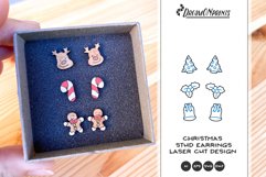 Deer Earrings Laser Cut Files | Candy Cane Stud Earrings Product Image 1