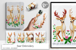 Digital Paper Deer Embroidery Product Image 1