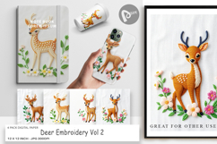 Digital Paper Deer Embroidery Product Image 1