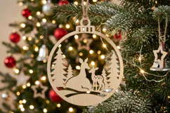 Deer Fawn Christmas Ornament SVG, Holiday Laser Cut File Product Image 1