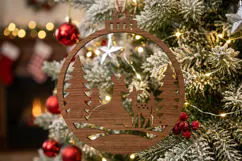 Deer Fawn Christmas Ornament SVG, Holiday Laser Cut File Product Image 2