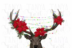 Christmas Deer | Png Sublimation | Red Flowers | Xmas Season Product Image 9