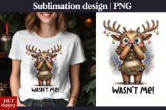 Funny Christmas tshirt Wasn’t Me Reindeer PNG Humor design Product Image 1