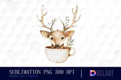 Deer in a Cup Sublimation PNG Clipart Product Image 1