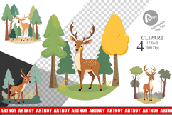 Forest Deer Clipart Product Image 1