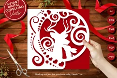 Papercut Christmas Deer Mother and Baby Card Cover Template Product Image 1