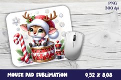 Cute deer Mouse Pad. Winter deer Mouse Pad Sublimation Product Image 1