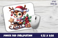 Cute deer Mouse Pad. Winter deer Mouse Pad Sublimation Product Image 1