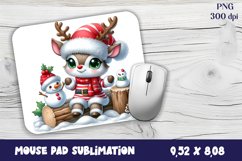 Cute deer Mouse Pad. Winter deer Mouse Pad Sublimation Product Image 1