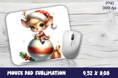 Cute deer Mouse Pad. Winter deer Mouse Pad Sublimation Product Image 1