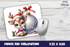 Cute deer Mouse Pad. Winter deer Mouse Pad Sublimation Product Image 1