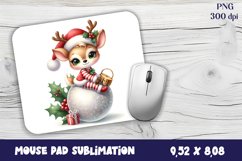 Cute deer Mouse Pad. Winter deer Mouse Pad Sublimation Product Image 1