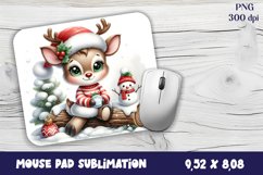 Cute deer Mouse Pad. Winter deer Mouse Pad Sublimation Product Image 1