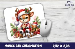 Cute deer Mouse Pad. Winter deer Mouse Pad Sublimation Product Image 1