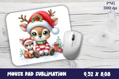 Cute deer Mouse Pad. Winter deer Mouse Pad Sublimation Product Image 1