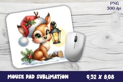 Cute deer Mouse Pad. Winter deer Mouse Pad Sublimation Product Image 1