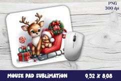 Cute deer Mouse Pad. Winter deer Mouse Pad Sublimation Product Image 1