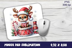 Cute deer Mouse Pad. Winter deer Mouse Pad Sublimation Product Image 1