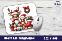 Cute deer Mouse Pad. Winter deer Mouse Pad Sublimation Product Image 1