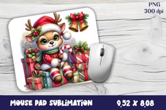 Cute deer Mouse Pad. Winter deer Mouse Pad Sublimation Product Image 1