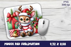 Cute deer Mouse Pad. Winter deer Mouse Pad Sublimation Product Image 1