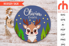 nursery sign svg, new baby gift, newborn name sign, laser cut file, above the crib sign, baby&#039;s room decor, baby gift, nursery name sign, she is a, baby deer sign, cute deer sign, baby room sign, kids door sign, baby boy sign, nursery wall decor