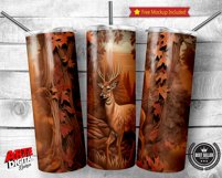 3D Rustic Leather Deer | 20oz Tumbler | Sublimation Design Product Image 3