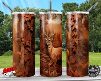 3D Rustic Leather Deer | 20oz Tumbler | Sublimation Design Product Image 2