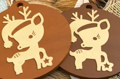 3D Baby Reindeer Laser cut Christmas Ornament for Newborn Product Image 3