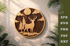 Deer Round Lasercut Wall Decor SVG Product Image 1