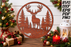 Deer Round Wood Sign SVG Product Image 1
