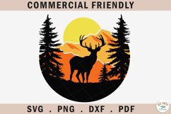 Deer svg,deer silhouette svg,deer and mountain svg,retro svg Product Image 1