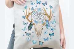 Dreamcatcher Deer Skull Butterflies Watercolor Clipart PNG Product Image 4