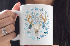 Dreamcatcher Deer Skull Butterflies Watercolor Clipart PNG Product Image 5