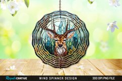Stained Glass Deer Wind Spinner Sublimation Design PNG Product Image 1
