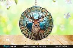 Stained Glass Deer Wind Spinner Sublimation Design PNG Product Image 1