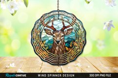 Stained Glass Deer Wind Spinner Sublimation Design PNG Product Image 1