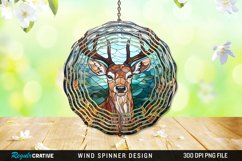 Stained Glass Deer Wind Spinner Sublimation Design PNG Product Image 1